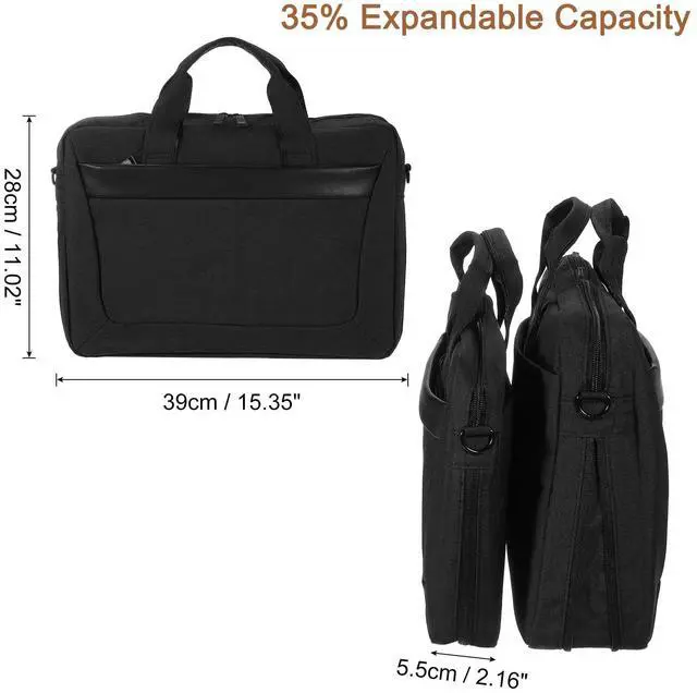 Alt view image 2 of 5 - uxcell 14.1-15.4 Inch Laptop Briefcase Bag, Water-Resistant Laptop Shoulder Bag, Expandable Business Crossbody Bag, Multi-function Computer Carrying Bag for Travel College, Black