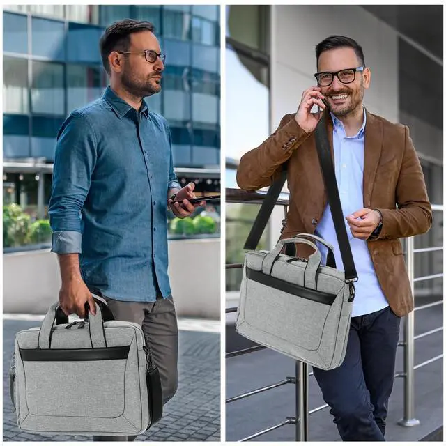 Alt view image 5 of 5 - uxcell 14.1-15.4 Inch Laptop Briefcase Bag, Water-Resistant Laptop Shoulder Bag, Expandable Business Crossbody Bag, Multi-function Computer Carrying Bag for Travel College, Black