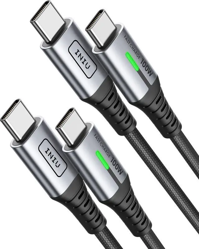 Alt view image 2 of 5 - INIU [100W, 6.6ft 2-Pack USB C to USB C Cable + 2-Port 65W USB C Charger Block