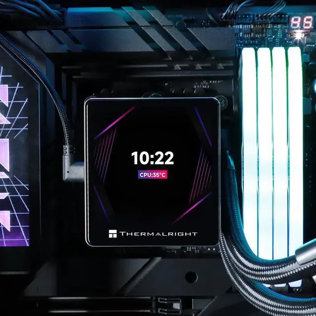 Alt view image 2 of 5 - Thermalright Grand Vision 240 ARGB Black CPU AIO Cooler,PC 240 Specification Water Cooler System,IPS LCD Screen with 480x480 Resolution,for AM4/AM5;LGA1700/1851,High Performance Pump