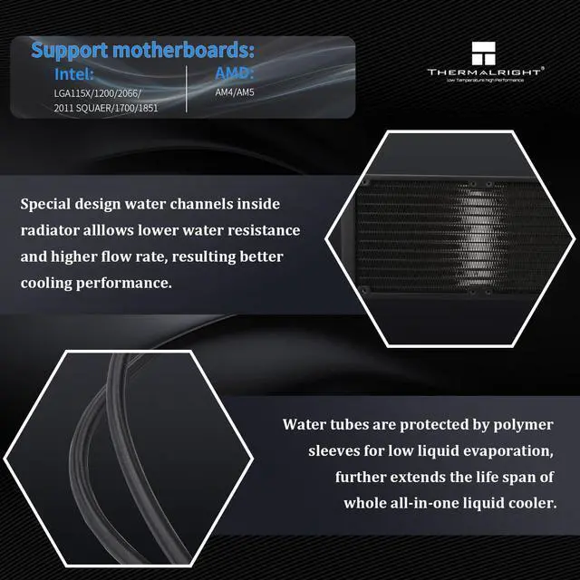 Alt view image 4 of 5 - Thermalright Grand Vision 240 ARGB Black CPU AIO Cooler,PC 240 Specification Water Cooler System,IPS LCD Screen with 480x480 Resolution,for AM4/AM5;LGA1700/1851,High Performance Pump