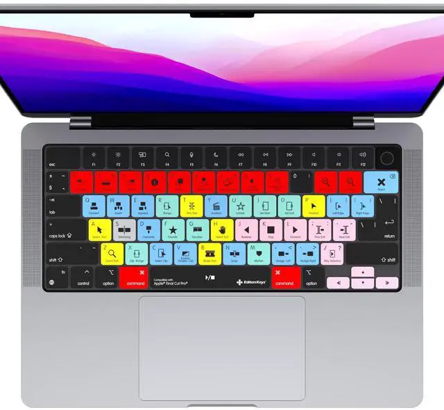 Alt view image 3 of 5 - Final Cut Pro Keyboard Cover for 14" & 16" MacBook Pro 2021+,100 Functional Shortcut Keys for Video Editing by Editors Keys for M Series Macs