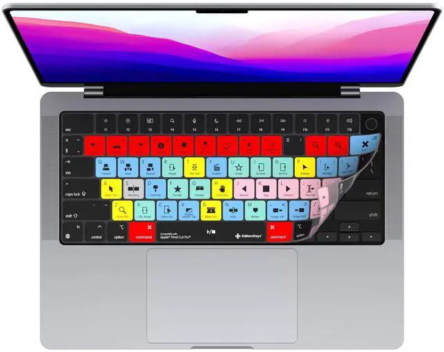Alt view image 2 of 5 - Final Cut Pro Keyboard Cover for 14" & 16" MacBook Pro 2021+,100 Functional Shortcut Keys for Video Editing by Editors Keys for M Series Macs