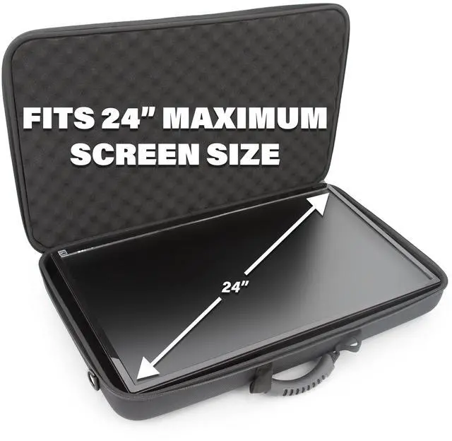 Alt view image 3 of 5 - CASEMATIX Portable Monitor Case for 15.6" to 24" Gaming Monitors or Laptops, Hard Shell EVA Screen Cover with Padded Foam, Fits Accessories for 15.6 to 17.3 Inch Screens (Black)