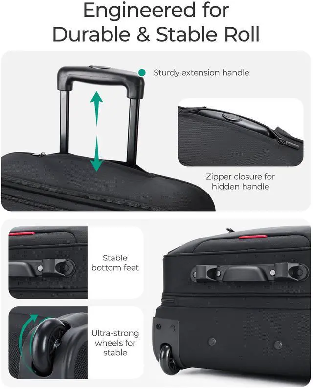 Alt view image 4 of 5 - BAGSMART Rolling Laptop Bag, Briefcase with Wheels Fits 17.3 Inch Laptop, Overnight Rolling Bag with TSA Lock, Computer Bag for Travel/Men/Women, Black