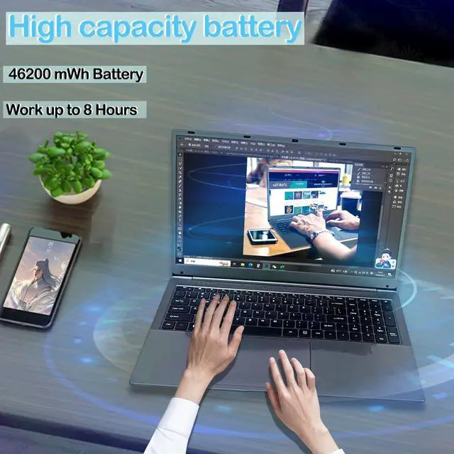 Alt view image 5 of 5 - MTWZMM 17 inch Laptop, 8GB RAM 256 SSD, 17.3 inch FHD 1920x1080 Display, Celeron N5095(Up to 2.9GHz), Window 11, WiFi, Bluetooth 4.2, USB 3.0, Webcam, HDMI, for Students and Business