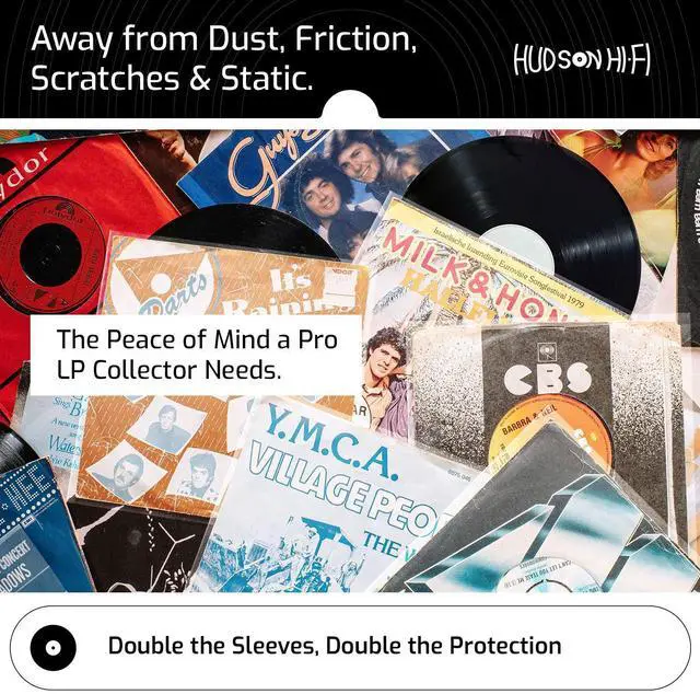Alt view image 5 of 5 - Hudson Hi-Fi 50 ct. Inner Sleeves for Vinyl Records & 50 ct. Vinyl Outer Sleeves - 100 Vinyl Sleeves for Records, Clear Outer & Inner Sleeves for Vinyl Records
