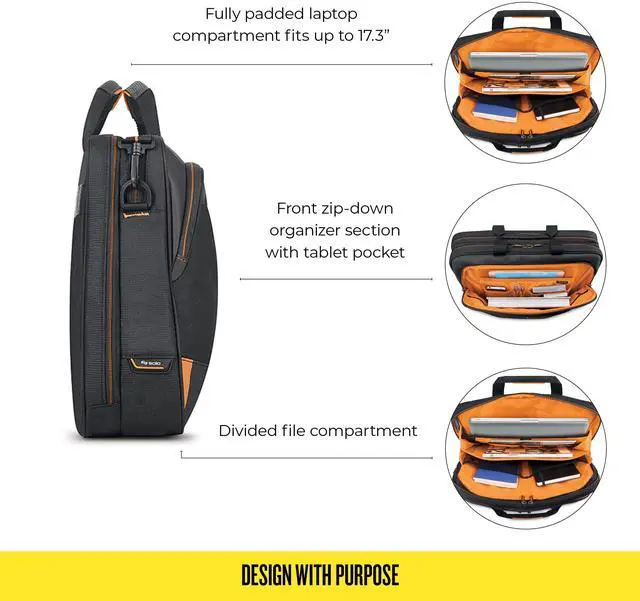 Alt view image 3 of 5 - Solo New York Focus 17.3 Inch Laptop Briefcase, Black