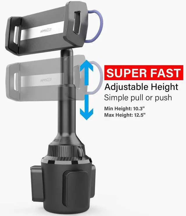 Alt view image 3 of 5 - APPS2Car Solid Cup Holder Tablet Mount for Car, Adjustable Height iPad Car Mount for Truck Low Profile Road Trip Essentials Compatible with 4.7-13" iPad Pro Air Mini, Fire, iPhone, Cell Phone - Black