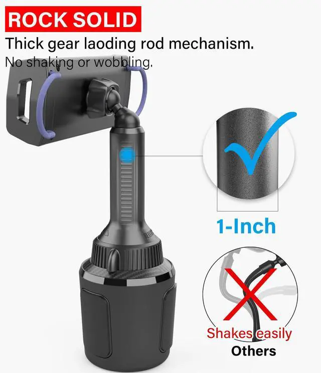 Alt view image 4 of 5 - APPS2Car Solid Cup Holder Tablet Mount for Car, Adjustable Height iPad Car Mount for Truck Low Profile Road Trip Essentials Compatible with 4.7-13" iPad Pro Air Mini, Fire, iPhone, Cell Phone - Black