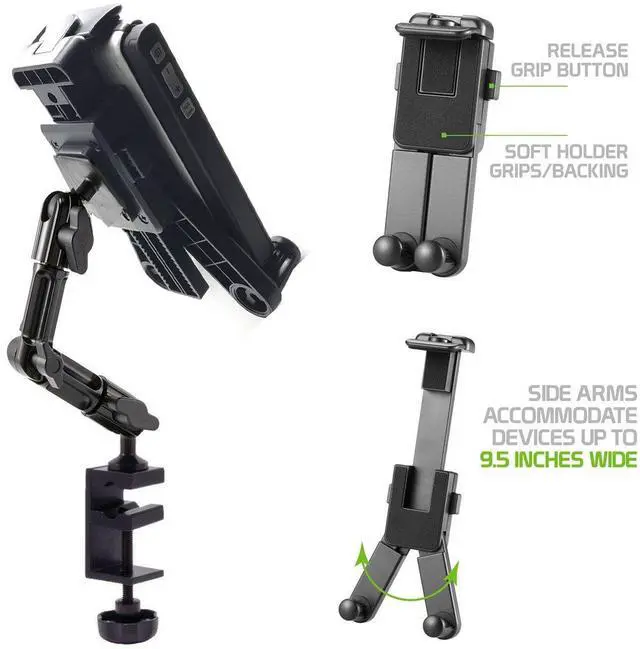 Alt view image 5 of 5 - ChargerCity Heavy Duty Aluminum Alloy Pole/Bar Mic Microphone cymbal Stand Tablet Smartphone Holder Zoom Meeting Clamp Mount for All iPad Tablets & iPhone Pro Max Plus (All Generations)