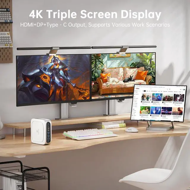 Alt view image 5 of 5 - CyberGeek Linux Mini PC Preinstalled, 11th Gen Core i9-11900H(8C/16T, Up to 4.9GHz), Small Gaming Computers with 64GB DDR4 1TB PCIe SSD, 4K Triple Display (DP/HD/Type-C), 6 USB Ports, Wi-Fi 6, BT5.2