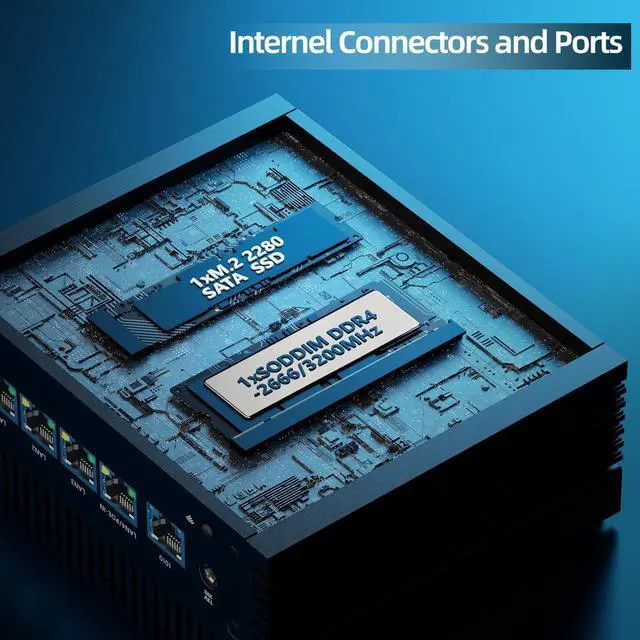 Alt view image 5 of 5 - Fanless N100 Mini PC Micro Firewall Appliance, 4 * 2.5Gbe i225 LAN Ports Power Over Ethernet Mini Computer 16GB DDR4 RAM 512GB SATA SSD, USB-C/5*USB/SIM Slot/HD+DP/Home Network Pfsense Router