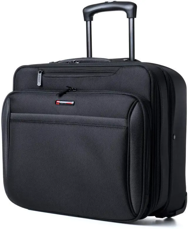 Alt view image 2 of 5 - Alpine Swiss Rolling Laptop Briefcase Wheeled Overnight Carry on Bag Up to 15.6 Inches Notebook - Carries Legal Size Files
