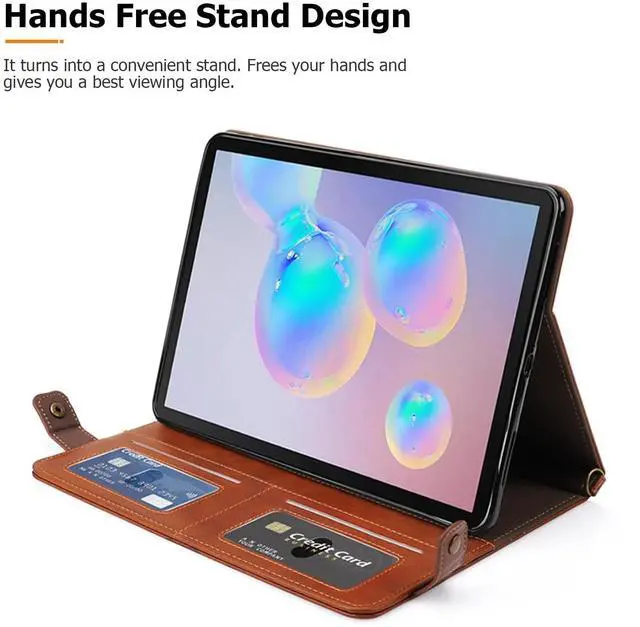 Alt view image 5 of 5 - Dteck PU Leather Case for Apple iPad Pro 13" M4 (2024), Durable Folio Case with Card Slots & Pockets & Pen Holder & Stand Function, Protective Crossbody Case for iPad with Shoulder Strap, Coffee
