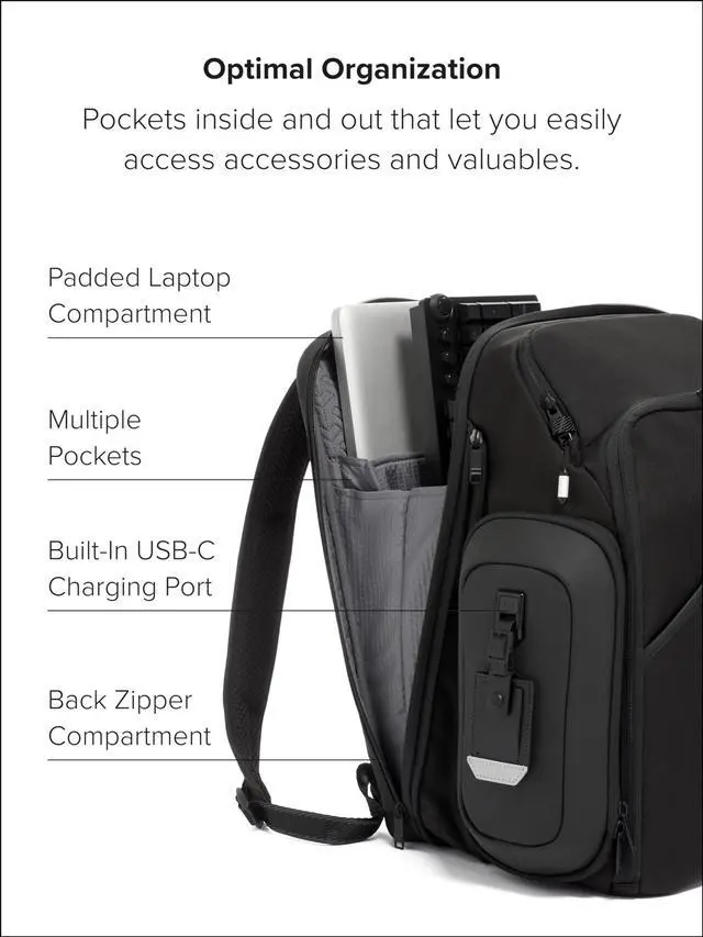 Alt view image 3 of 5 - TUMI - Alpha Bravo Esports Pro Large Backpack - Expandable Tech Backpack - 18.0" X 12.0" X 8.5" - Fits up to 15" Laptop - Black
