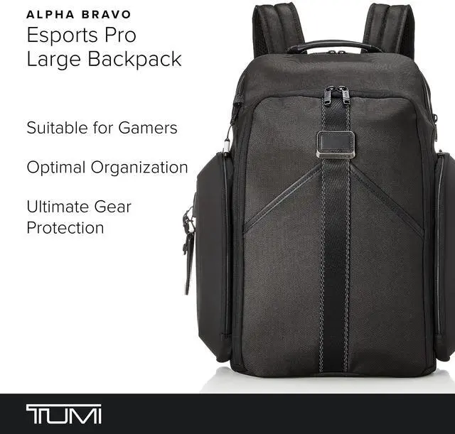 Alt view image 2 of 5 - TUMI - Alpha Bravo Esports Pro Large Backpack - Expandable Tech Backpack - 18.0" X 12.0" X 8.5" - Fits up to 15" Laptop - Black