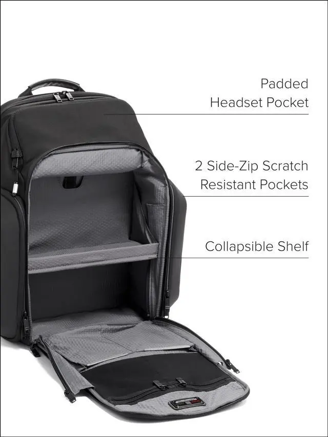 Alt view image 4 of 5 - TUMI - Alpha Bravo Esports Pro Large Backpack - Expandable Tech Backpack - 18.0" X 12.0" X 8.5" - Fits up to 15" Laptop - Black