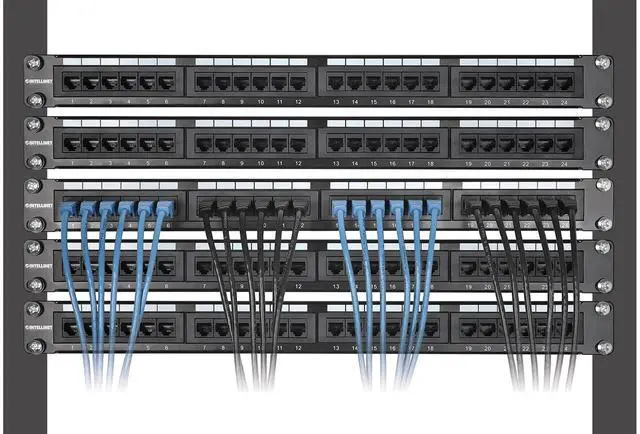Alt view image 4 of 5 - Intellinet Slim Cat6 Ethernet Network Patch Cable - 24 Pack - 10Gbps & 250MHz, Snagless Boot, 30AWG Pure Bare Copper Wire, Gold-Plated Contacts, Lifetime Mfg Warranty - 0.5ft, 24 Pack, Blue