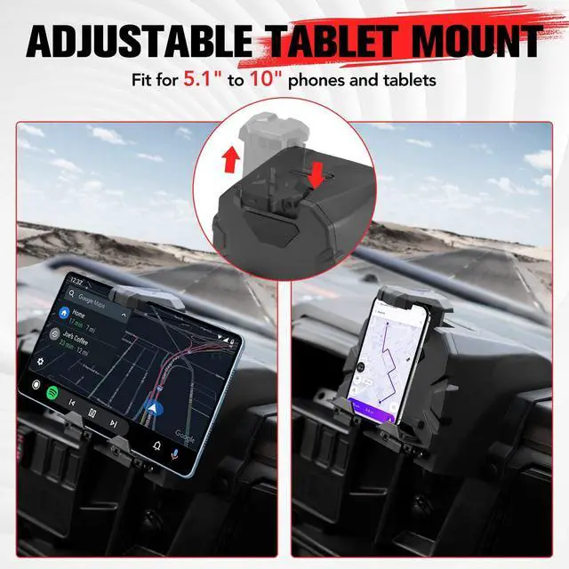 Alt view image 2 of 5 - A & UTV PRO Electronic Device Tablet Holder for Polaris Ranger 900 XP Crew 2013-2019, GPS Phone Ipad Tablet Mount with Extra Storage Box Accessories