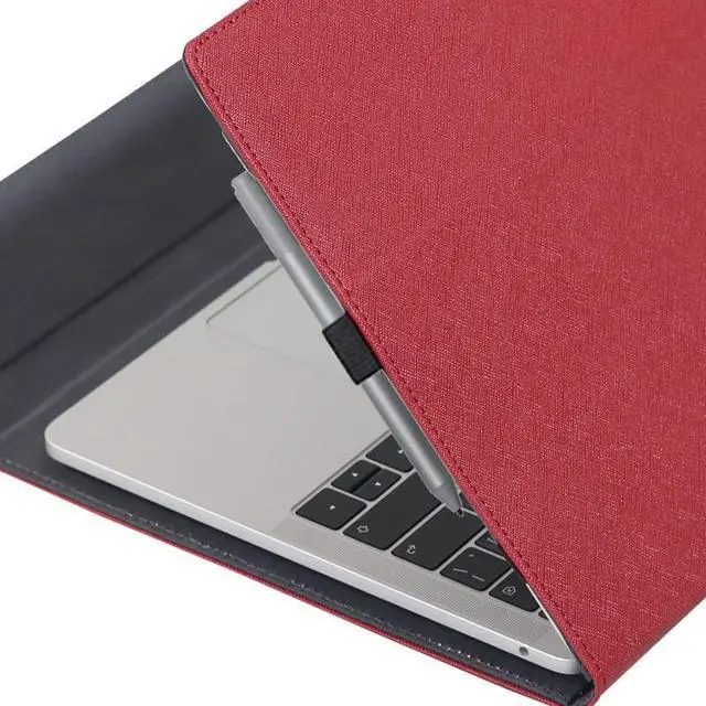 Alt view image 5 of 5 - Honeymoon Protective Case Compatible with 14 Inch Lenovo Yoga 7i 14 Gen 8 2023 / Yoga 7i 14 Gen 7 2022 [Not Fit Yoga 7i 14 Gen 6/5],PU Leather Hard Shell Case with Pen Holder,S043-Red