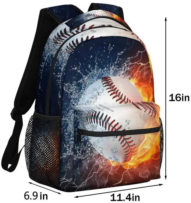 Alt view image 2 of 5 - Aglebo Baseball Backpack for School Lightweight Kids Backpack Large Student Bookbag for Boys Girls Teens Children College Daypack Book Bag