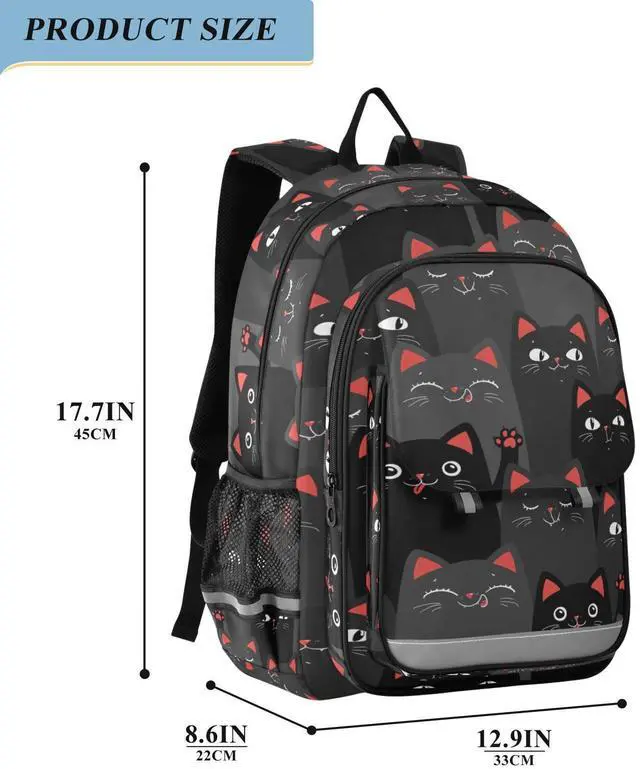 Alt view image 2 of 5 - ALAZA Cartoon Black and Grey Cats Laptop Backpack Purse for Women Men Travel Bag Casual Daypack with Compartment & Multiple Pockets