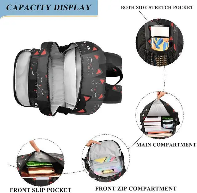 Alt view image 4 of 5 - ALAZA Cartoon Black and Grey Cats Laptop Backpack Purse for Women Men Travel Bag Casual Daypack with Compartment & Multiple Pockets
