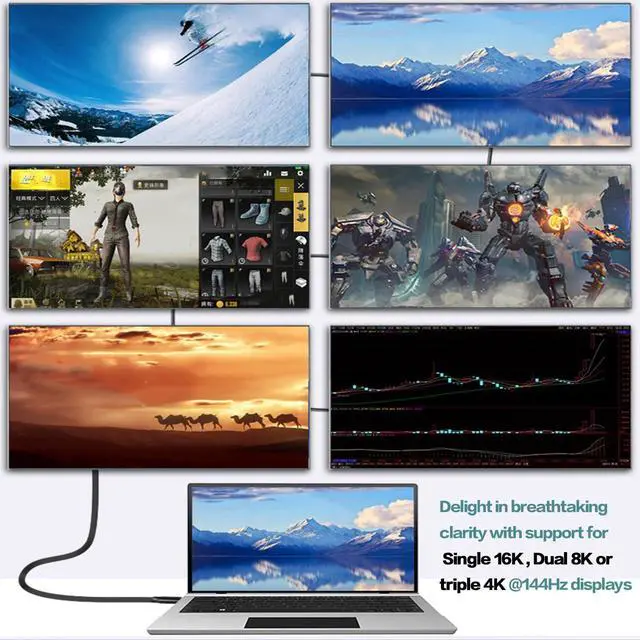Alt view image 2 of 5 - Angusplay 80Gbps USB C for Thunderbolt 5 Cable 3.3ft, USB4 Cable with 240W Lightning-Fast Charging, USB Cable Support 16K/8K Display, Compatible with Thunderbolt 5/4/3, USB 4.0, USB C 3.2/3.1