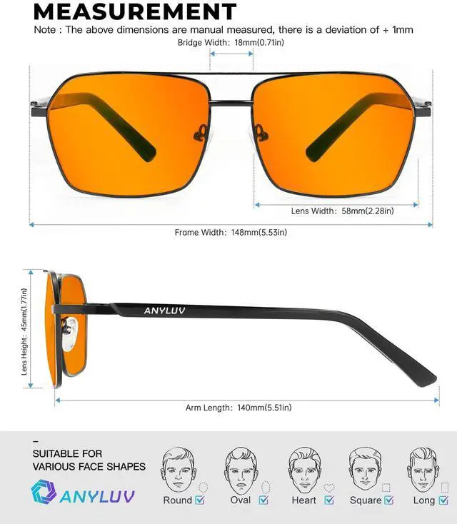 Alt view image 4 of 5 - ANYLUV Blue Light Glasses Men/Women, Blue Light Blocking Glasses, Computer Screen Blocker Eyes Protection Glasses