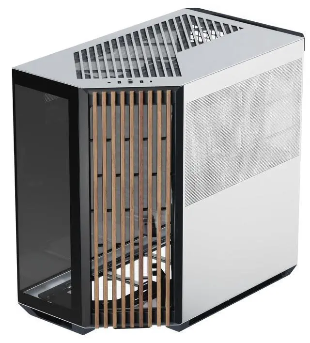 Main image of APNX V1 Dual-Chamber ATX Mid-Tower Airflow PC Case, Panoramic Glass Panels, 10 Fan Slots, 360mm Radiator Support, Angular Intake 16cmx2 Fan Bracket, GPU Mount, Cable Management, Black/White/Wood