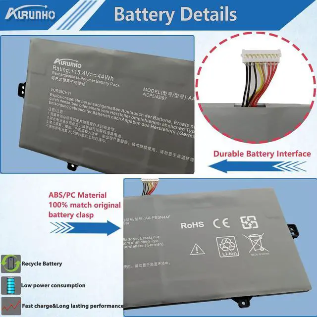 Alt view image 3 of 4 - AA-PBSN4AF Laptop Battery Replacement for Samsung Notebook 9 Pen NP930SBE NT930SBE Galaxy Book Flex Alpha NP730QCJ Galaxy Book Flex2 NP730QDA Series BA43-00391A BA43-00391B