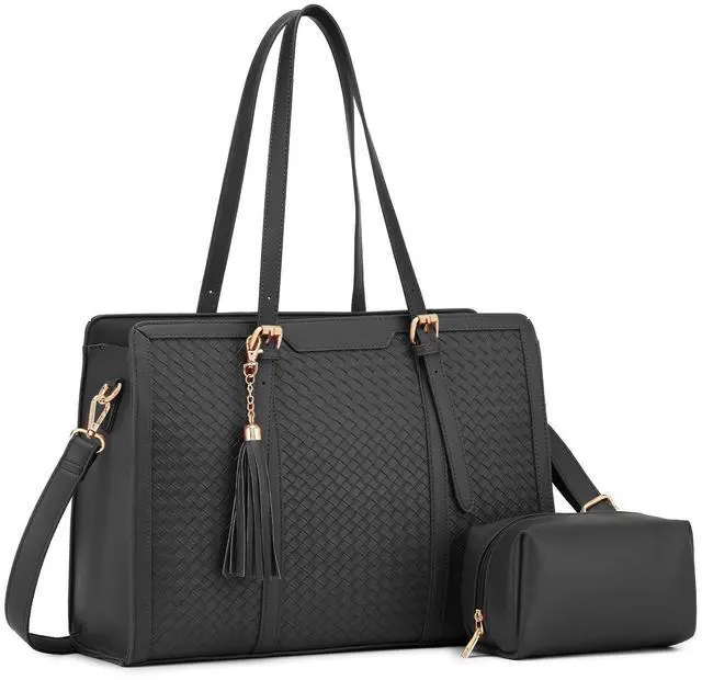 Main image of Laptop Tote Bag for Women fits 15.6 Laptop, PU Leather Work Tote bags for Women Large Computer Tote Handbag with Purse