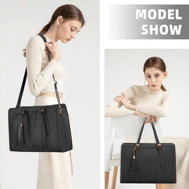 Alt view image 2 of 5 - Laptop Tote Bag for Women fits 15.6 Laptop, PU Leather Work Tote bags for Women Large Computer Tote Handbag with Purse