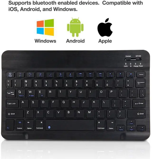 Alt view image 5 of 5 - BoxWave Keyboard Compatible with  Fire HD 10 (9th Gen 2019) - SlimKeys Bluetooth Keyboard, Portable Keyboard with Integrated Commands for  Fire HD 10 (9th Gen 2019) - Jet Black