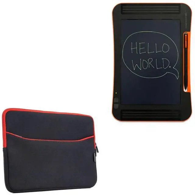 Main image of BoxWave Case Compatible with Boogie Board Sync - SoftSuit with Pocket, Soft Pouch Neoprene Cover Sleeve Zipper Pocket - Jet Black with Red Trim