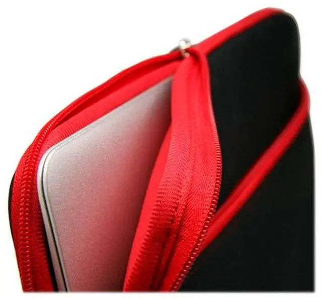 Alt view image 3 of 3 - BoxWave Case Compatible with Boogie Board Sync - SoftSuit with Pocket, Soft Pouch Neoprene Cover Sleeve Zipper Pocket - Jet Black with Red Trim
