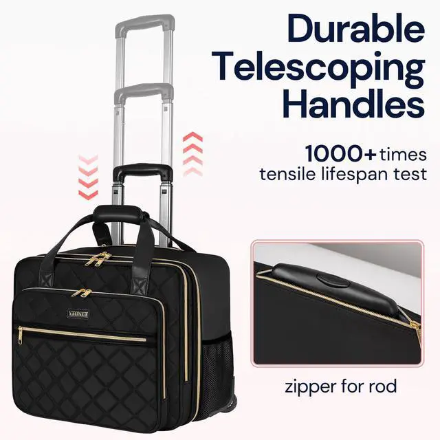 Alt view image 3 of 5 - Ytonet Rolling Briefcase for Women, Extra Large Rolling Laptop Bag Fits 18 Inch Laptop, Rolling Computer Bag with wheels for Work Travel College Business Overnight Wife Mom Teacher,Black