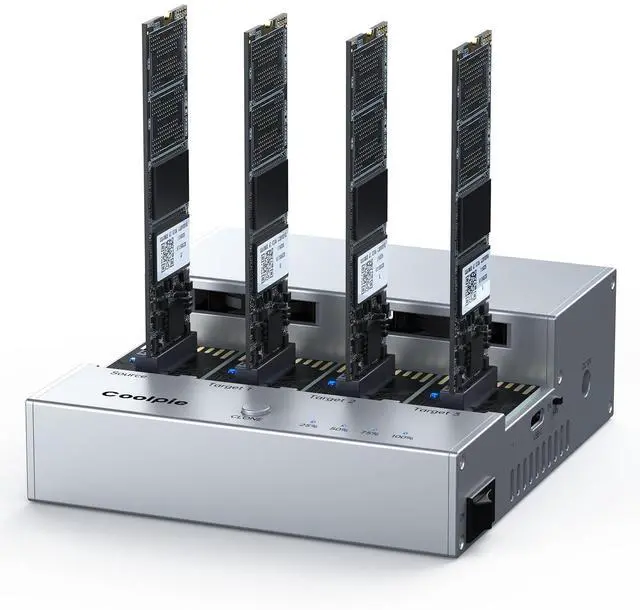 Main image of 4-Bay M.2 NVME Cloner, Coolpie CR510 20Gbps NVMe Enclosure for SSD Offline Clone& Read Write, Tool Free M.2 Cloner with Cooling Fans, Supports Size for SSD Size 2230/2242/2260/2280/22110