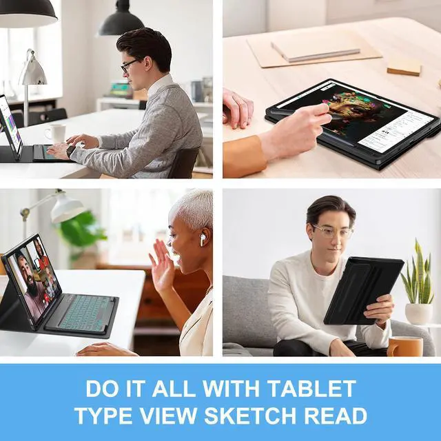 Alt view image 5 of 5 - Keyboard Case for Galaxy Tab S10 Plus/S9 Plus/S9FE Plus 12.4 inch, 7 Color Backlit, Rechargeable, Detachable Wireless Bluetooth Keyboard, S Pen Holder, Smart Folio Cover for Samsung Tab S10+/S9+/S9fe+