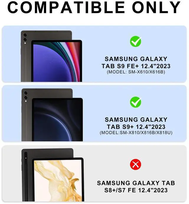 Alt view image 4 of 5 - Keyboard Case for Galaxy Tab S10 Plus/S9 Plus/S9FE Plus 12.4 inch, 7 Color Backlit, Rechargeable, Detachable Wireless Bluetooth Keyboard, S Pen Holder, Smart Folio Cover for Samsung Tab S10+/S9+/S9fe+