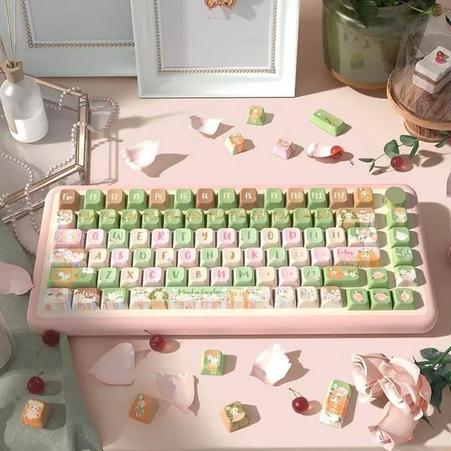 Alt view image 3 of 5 - Summer Garden Theme keycaps 158 Key PBT keycaps MDA Custom keycap Set is Suitable for 61/87/104/108 Cherry MX Switch and Other Mechanical Keyboards