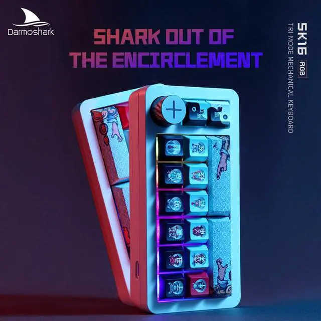 Alt view image 2 of 5 - Darmoshark SK16 Macro Mechanical Numeric Keyboards 2.4G/USB-C/Bluetooth 16 Keys Mini Numpad Portable Keypad RGB Backlight Gaming Keyboards Extended Layout for Cashier,Fully Programmable Keys(White)