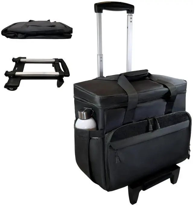 Main image of DERABY Rolling Teacher Tote Bag with wheels and Laptop Compartment, Wheeled Teacher Bag for Teaching, Detachable Trolley, Office, Craft, Black