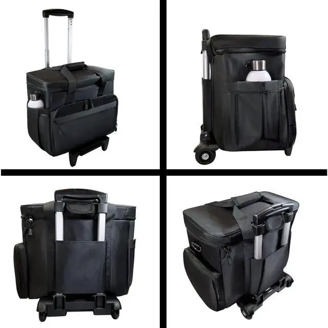 Alt view image 4 of 5 - DERABY Rolling Teacher Tote Bag with wheels and Laptop Compartment, Wheeled Teacher Bag for Teaching, Detachable Trolley, Office, Craft, Black