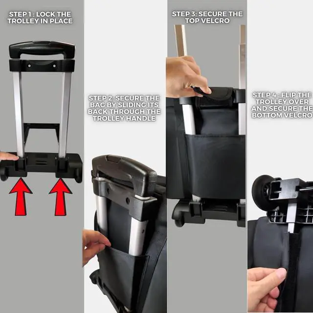Alt view image 5 of 5 - DERABY Rolling Teacher Tote Bag with wheels and Laptop Compartment, Wheeled Teacher Bag for Teaching, Detachable Trolley, Office, Craft, Black