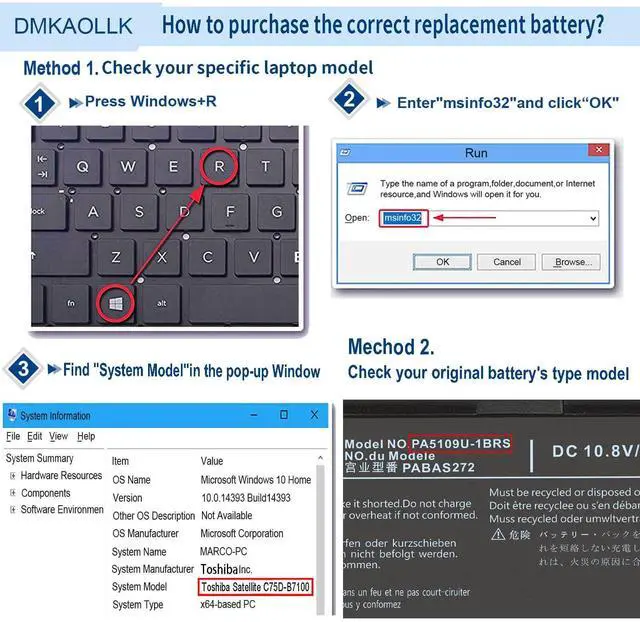 Alt view image 5 of 5 - PA5109U-1BRS PABAS272 Battery for Toshiba Satellite S75-B C75 C75D-B C75D-C C55 C75D-B7100 C75D-B7304 C75D-A7223 L75-B7150 L75D-A7284 S75-A7334 C55D-A5381 C55-A5135 C55-A5172 PA5110U-1BRS PA5108U-1BRS