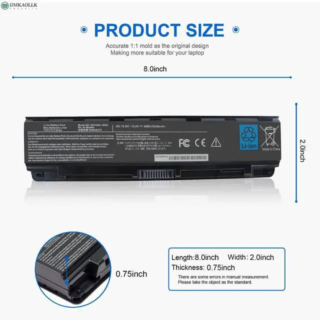 Alt view image 4 of 5 - PA5109U-1BRS PABAS272 Battery for Toshiba Satellite S75-B C75 C75D-B C75D-C C55 C75D-B7100 C75D-B7304 C75D-A7223 L75-B7150 L75D-A7284 S75-A7334 C55D-A5381 C55-A5135 C55-A5172 PA5110U-1BRS PA5108U-1BRS