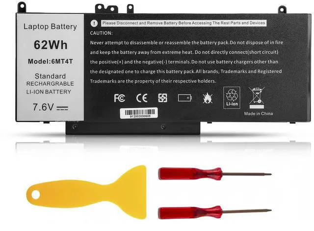 Alt view image 2 of 5 - E5470 battery E5570 battery 6MT4T Battery Compatible with Dell Latitude 14 5470 E5470 15 5570 E5570 Precision 15 3510 M3510 Series Notebook Replacement for 7V69Y TXF9M 79VRK HK6DV 07V69Y 7.6V/62Wh