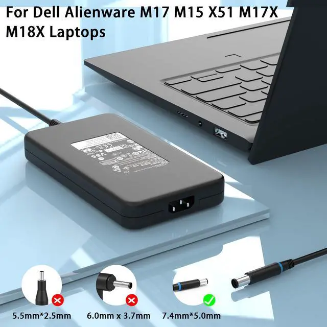 Alt view image 3 of 5 - 240W AC Laptop Charger for Dell Alienware M17 M15 M17x M14x M11x x17 x16 x15 M17 R5 R4 R3 X51 X16 M18X R2 R1 Adapter Charger